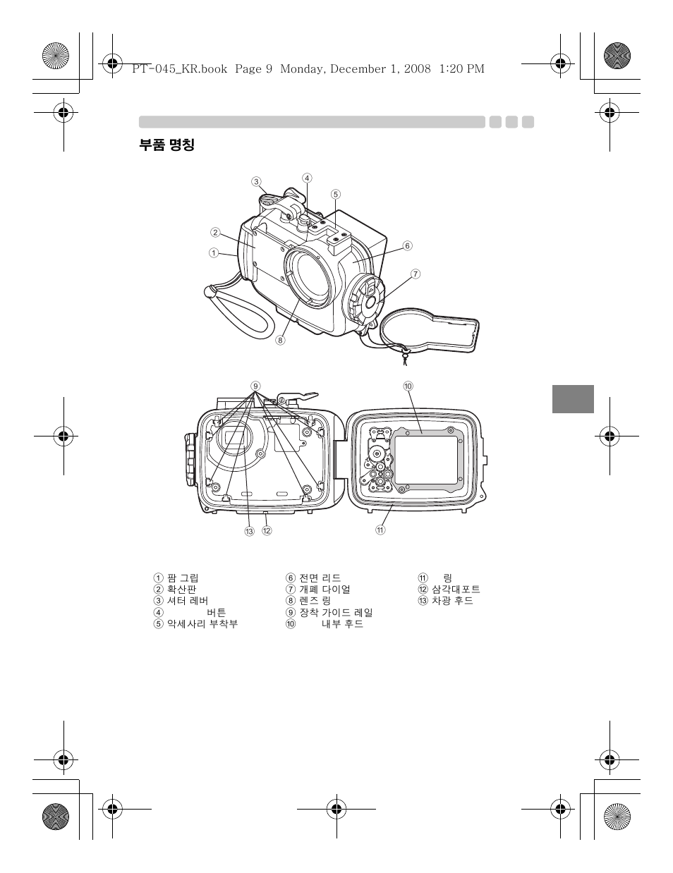 Kr 9 부품 명칭 | Olympus PT-045 User Manual | Page 189 / 212