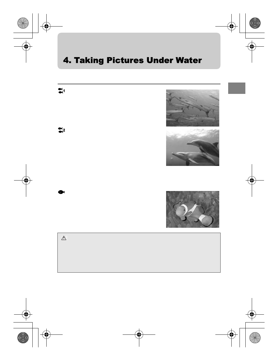 Taking pictures under water | Olympus PT-045 User Manual | Page 51 / 212