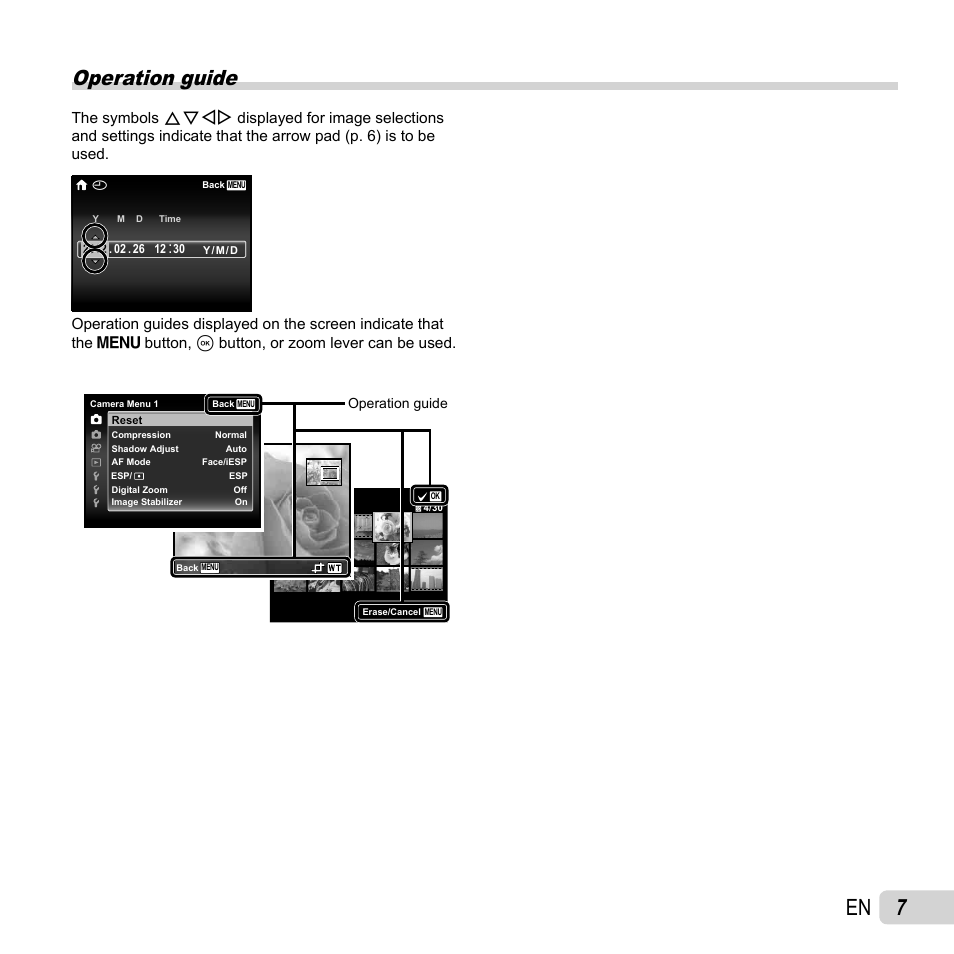 Operation guide | Olympus SP-720UZ User Manual | Page 7 / 76