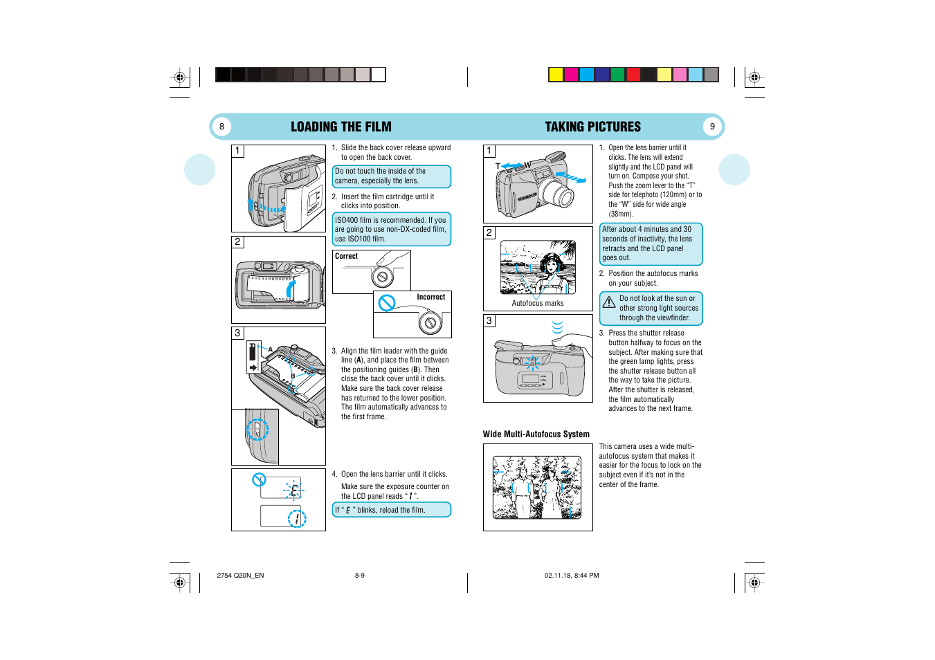 Loading the film, Taking pictures | Olympus Stylus 120 User Manual | Page 5 / 13