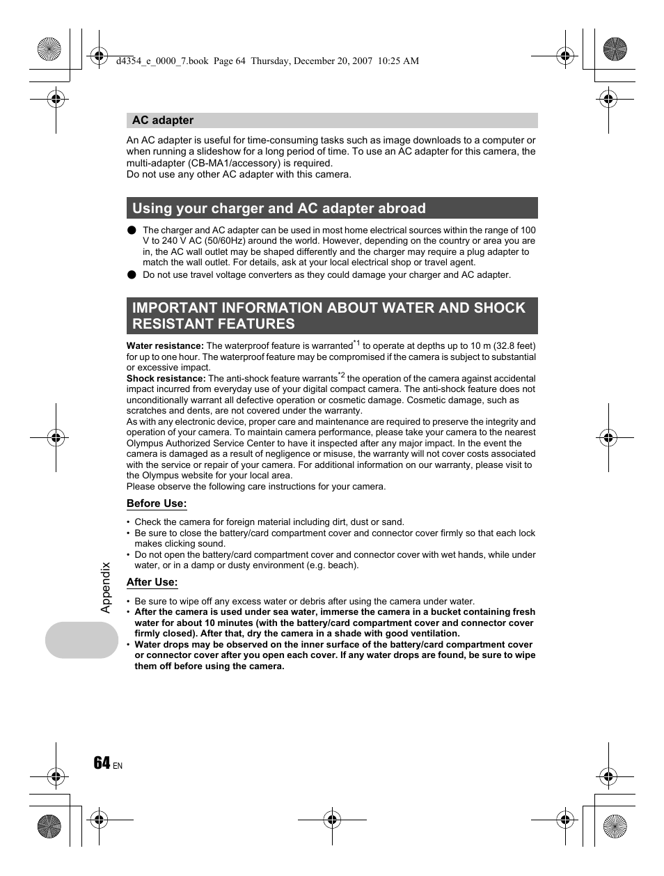 Olympus Stylus 1030 SW User Manual | Page 64 / 84