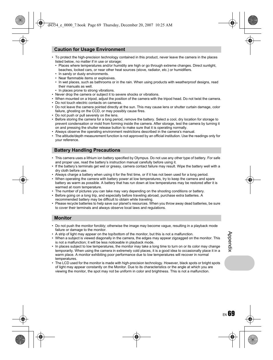 Ap pend ix | Olympus Stylus 1030 SW User Manual | Page 69 / 84