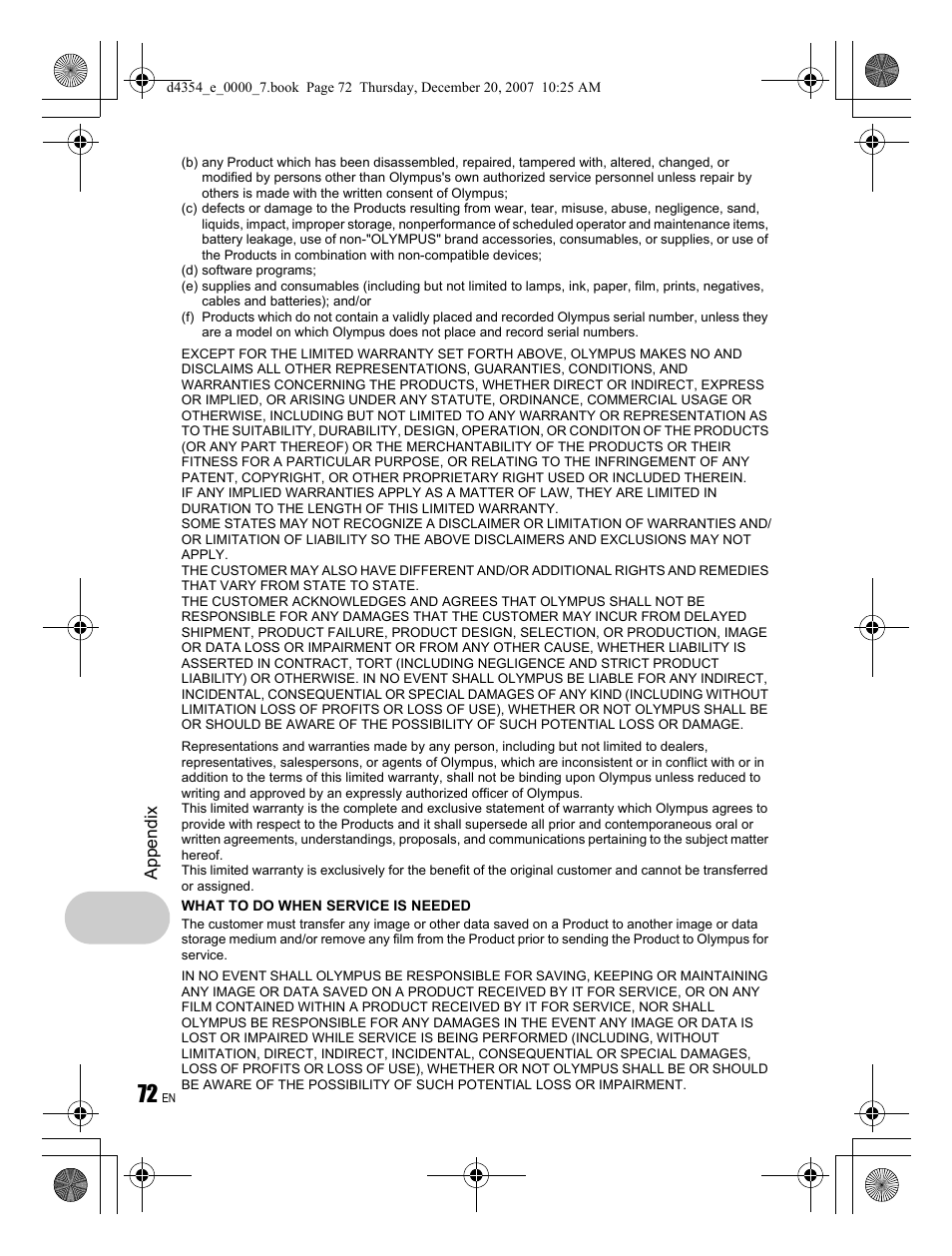 Olympus Stylus 1030 SW User Manual | Page 72 / 84