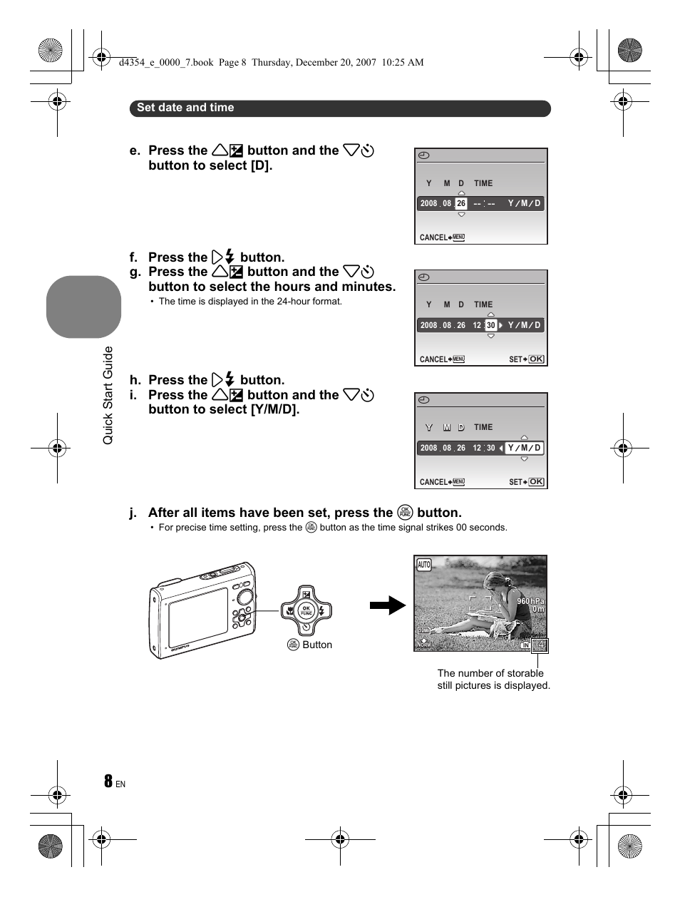 Qu ic k s ta rt gu id e | Olympus Stylus 1030 SW User Manual | Page 8 / 84