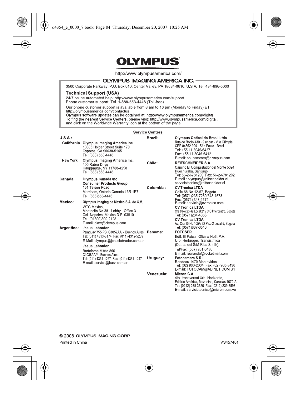Olympus Stylus 1030 SW User Manual | Page 84 / 84