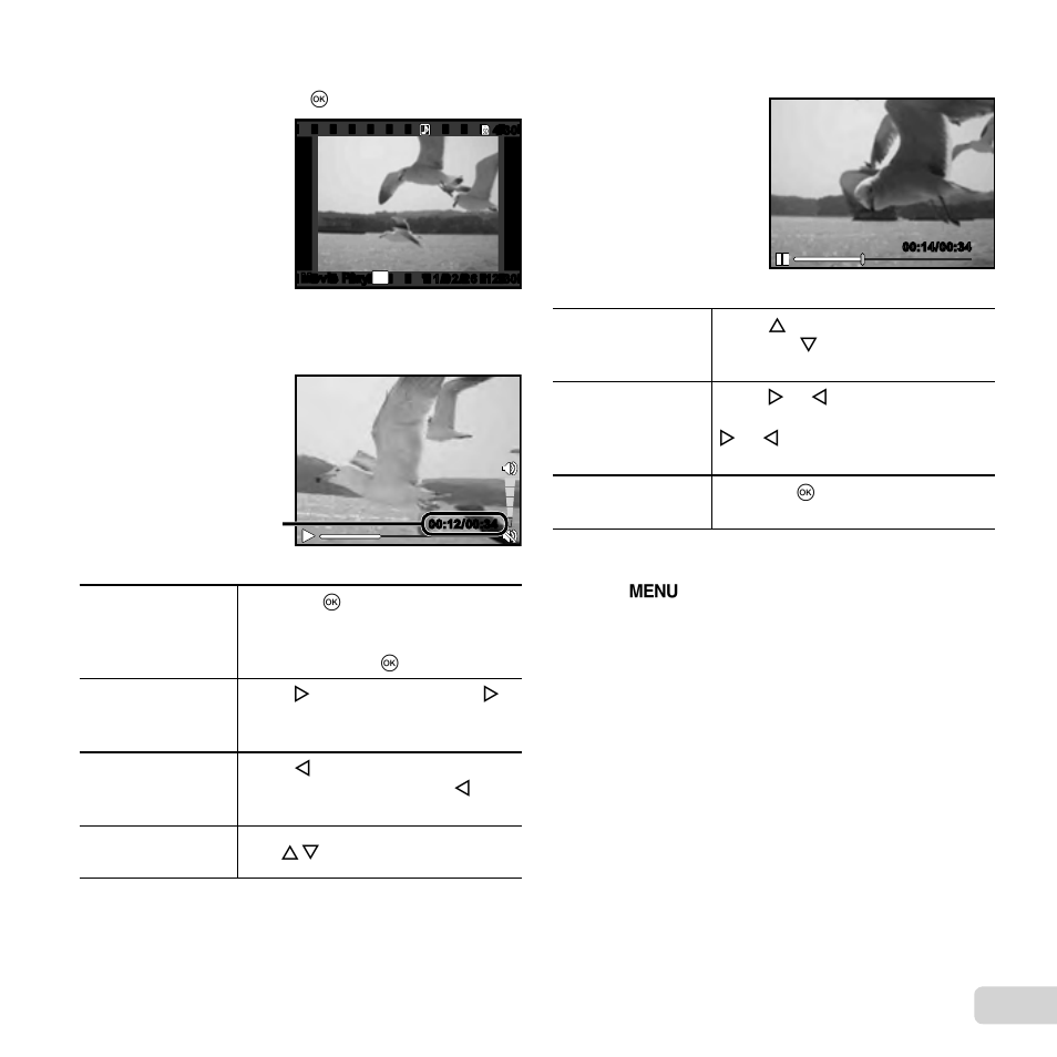 23 en, Operations during movie playback, Operations during pausing playback | Olympus VG-130 User Manual | Page 23 / 76