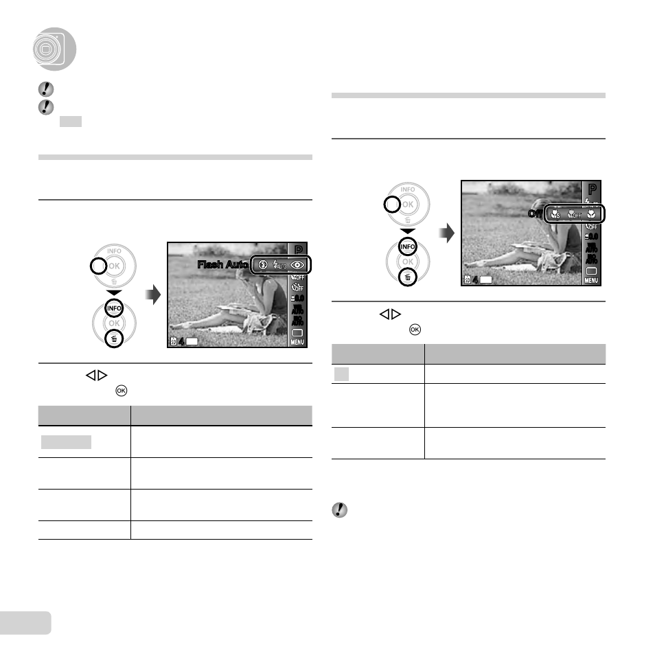 Using shooting functions, 30 en, Using the fl ash | Shooting closeups (macro shooting) | Olympus VG-130 User Manual | Page 30 / 76