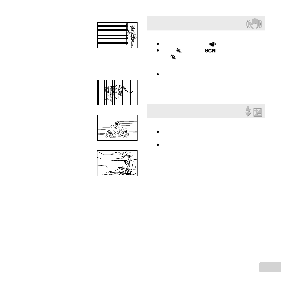 57 en, Camera shake, Exposure (brightness) | Olympus VG-130 User Manual | Page 57 / 76