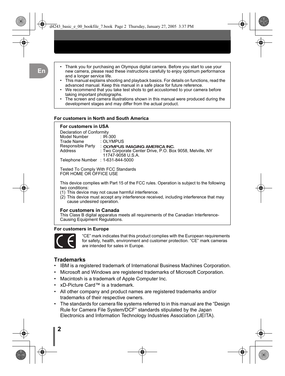 Olympus IR-300 User Manual | Page 2 / 108