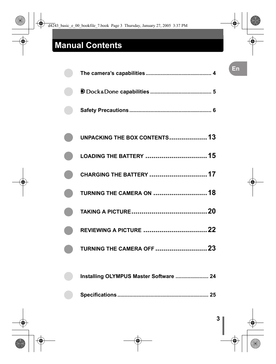 Manual contents | Olympus IR-300 User Manual | Page 3 / 108