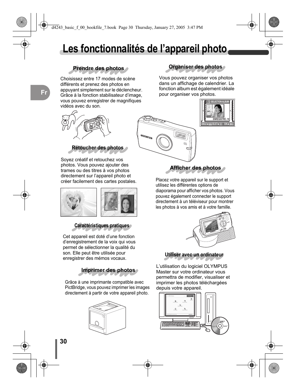 Les fonctionnalités de l’appareil photo, 30 fr | Olympus IR-300 User Manual | Page 30 / 108