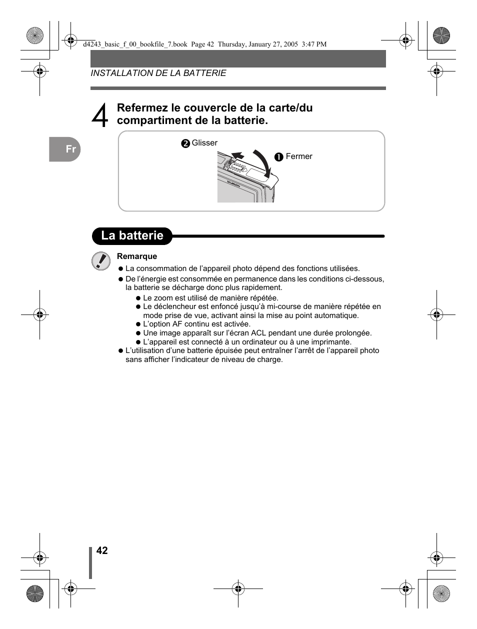 No la batterie | Olympus IR-300 User Manual | Page 42 / 108