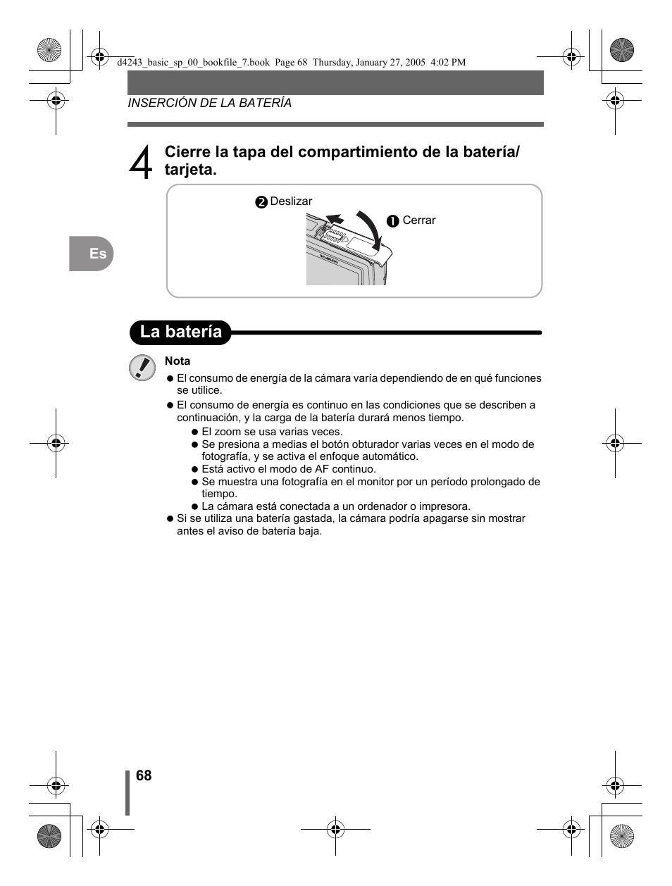 No la batería | Olympus IR-300 User Manual | Page 68 / 108