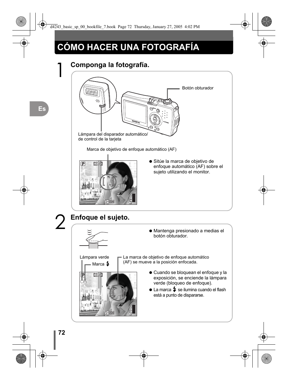 Cómo hacer una fotografía | Olympus IR-300 User Manual | Page 72 / 108