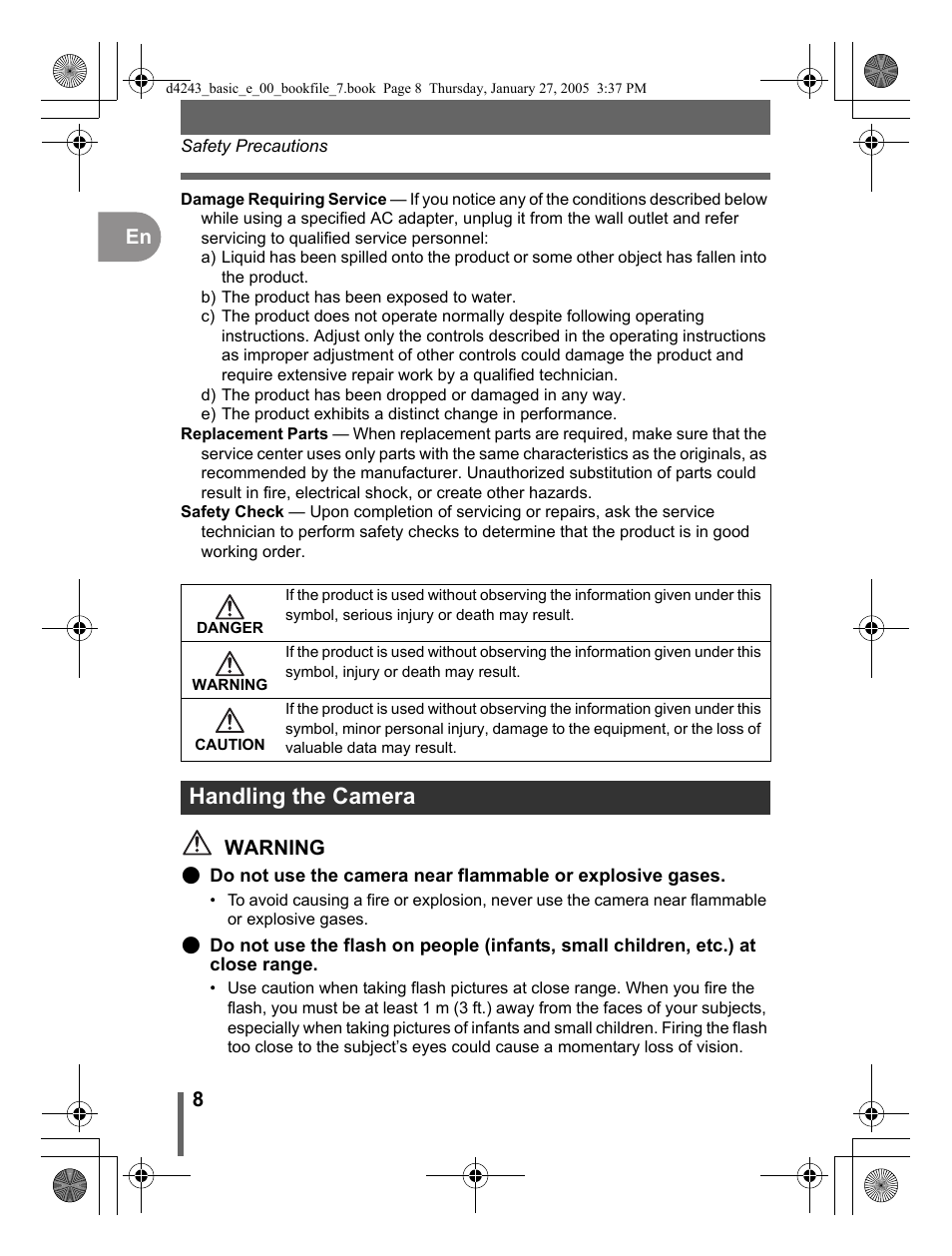 Handling the camera | Olympus IR-300 User Manual | Page 8 / 108