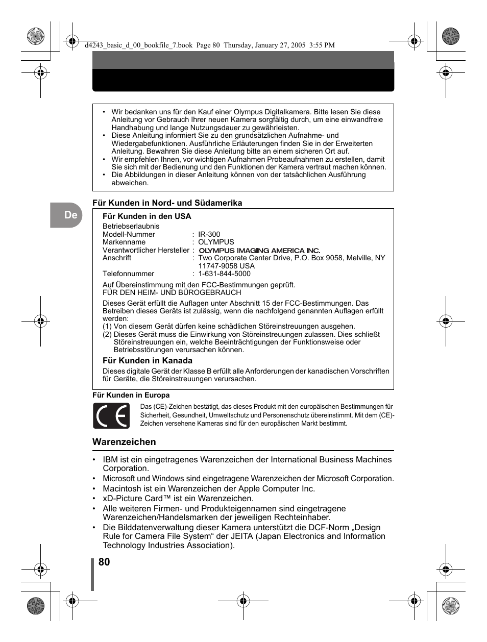 80 de | Olympus IR-300 User Manual | Page 80 / 108