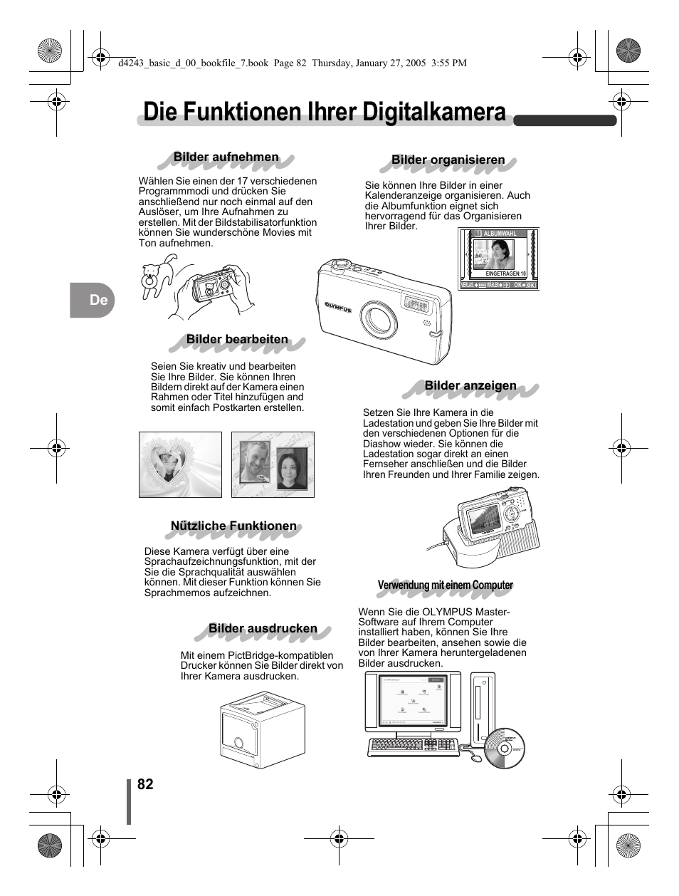 Die funktionen ihrer digitalkamera, 82 de | Olympus IR-300 User Manual | Page 82 / 108