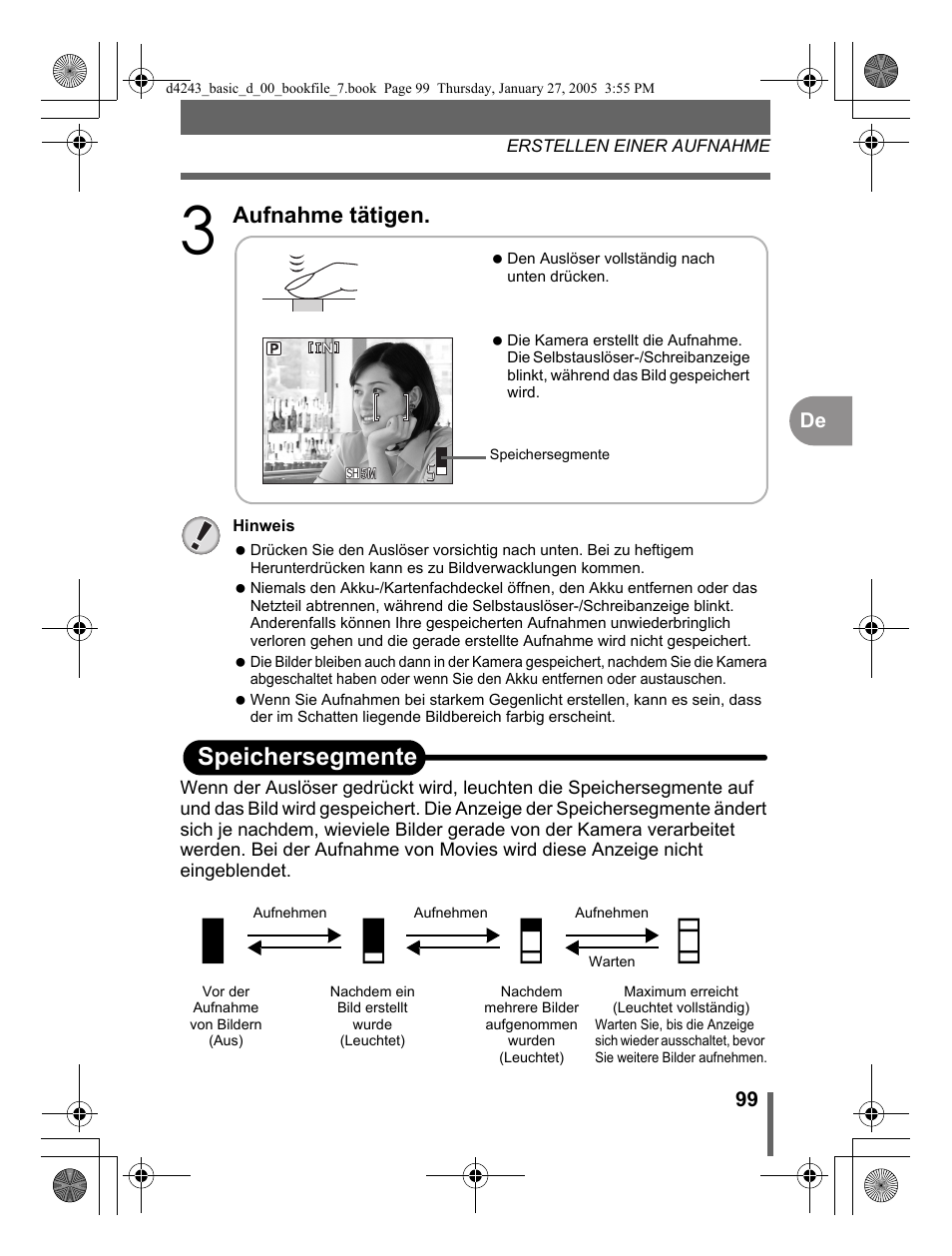 Ab c d, Speichersegmente | Olympus IR-300 User Manual | Page 99 / 108