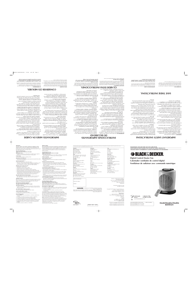 Guarde estas instrucciones, Save these instructions | Applica BDHF601 User Manual | Page 2 / 2