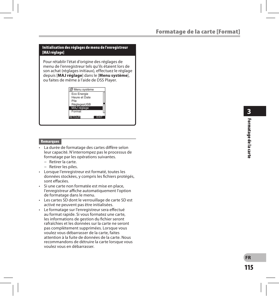 Formatage de la carte [format | Olympus DS-2500 User Manual | Page 115 / 196