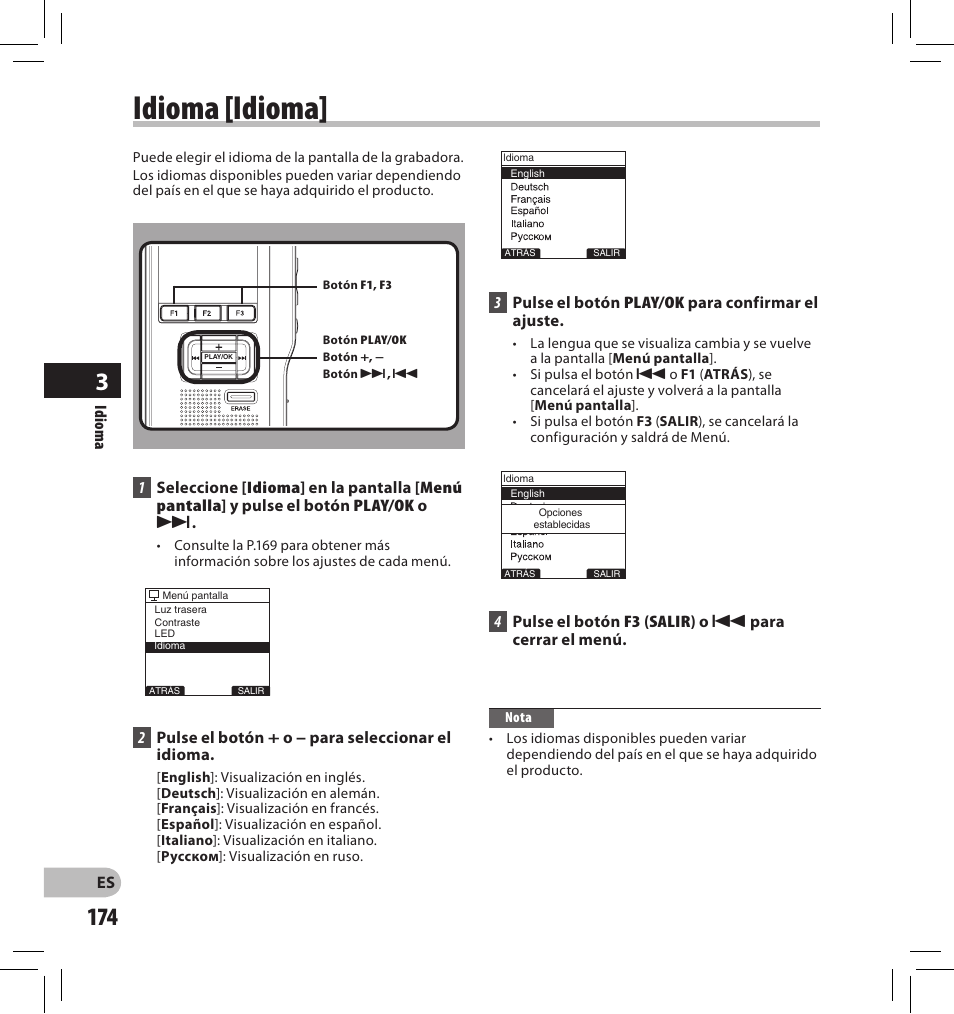 Idioma [idioma | Olympus DS-2500 User Manual | Page 174 / 196