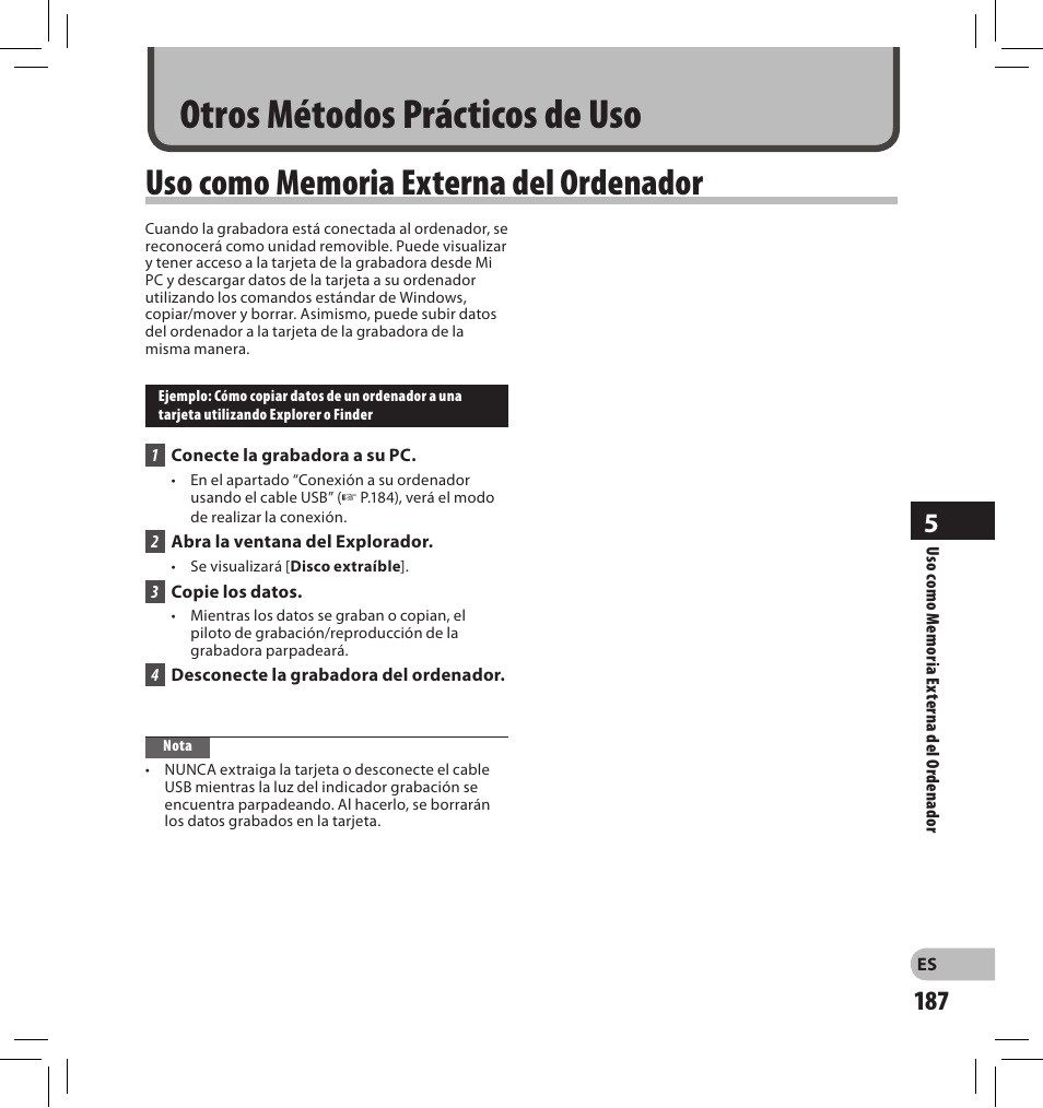 Otros métodos prácticos de uso | Olympus DS-2500 User Manual | Page 187 / 196