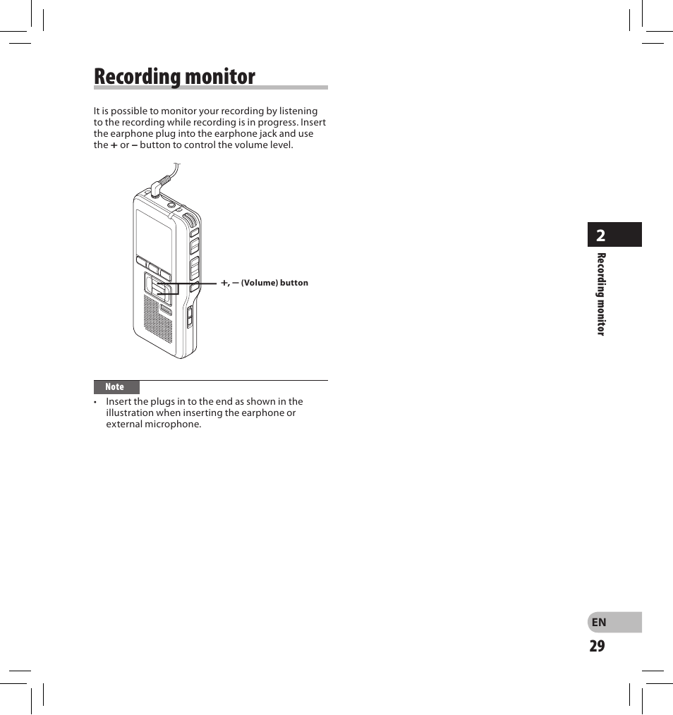 Recording monitor | Olympus DS-2500 User Manual | Page 29 / 196