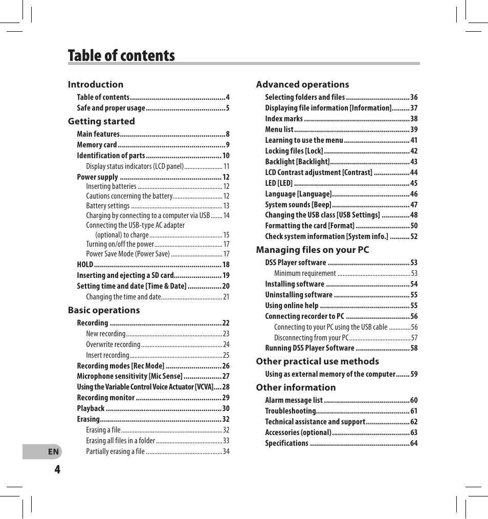 Olympus DS-2500 User Manual | Page 4 / 196