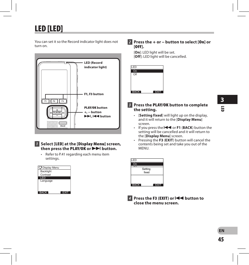 Led [led | Olympus DS-2500 User Manual | Page 45 / 196