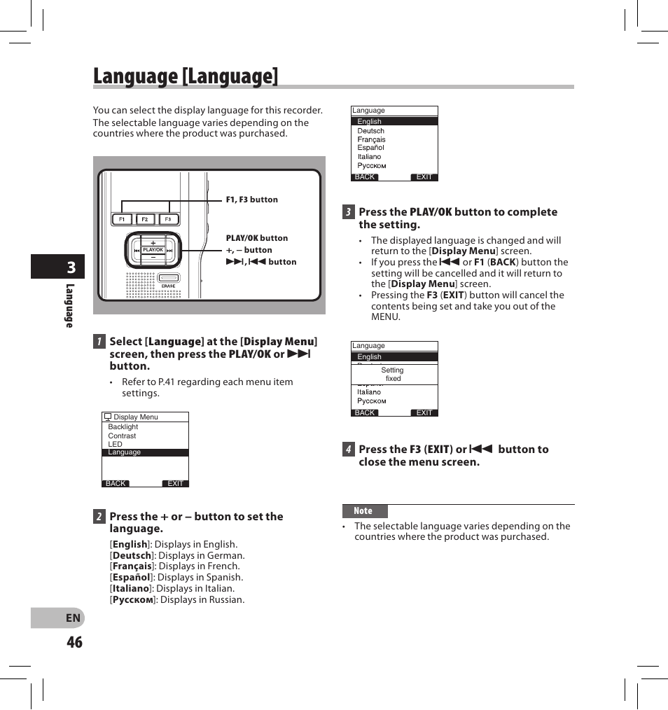 Language [language | Olympus DS-2500 User Manual | Page 46 / 196