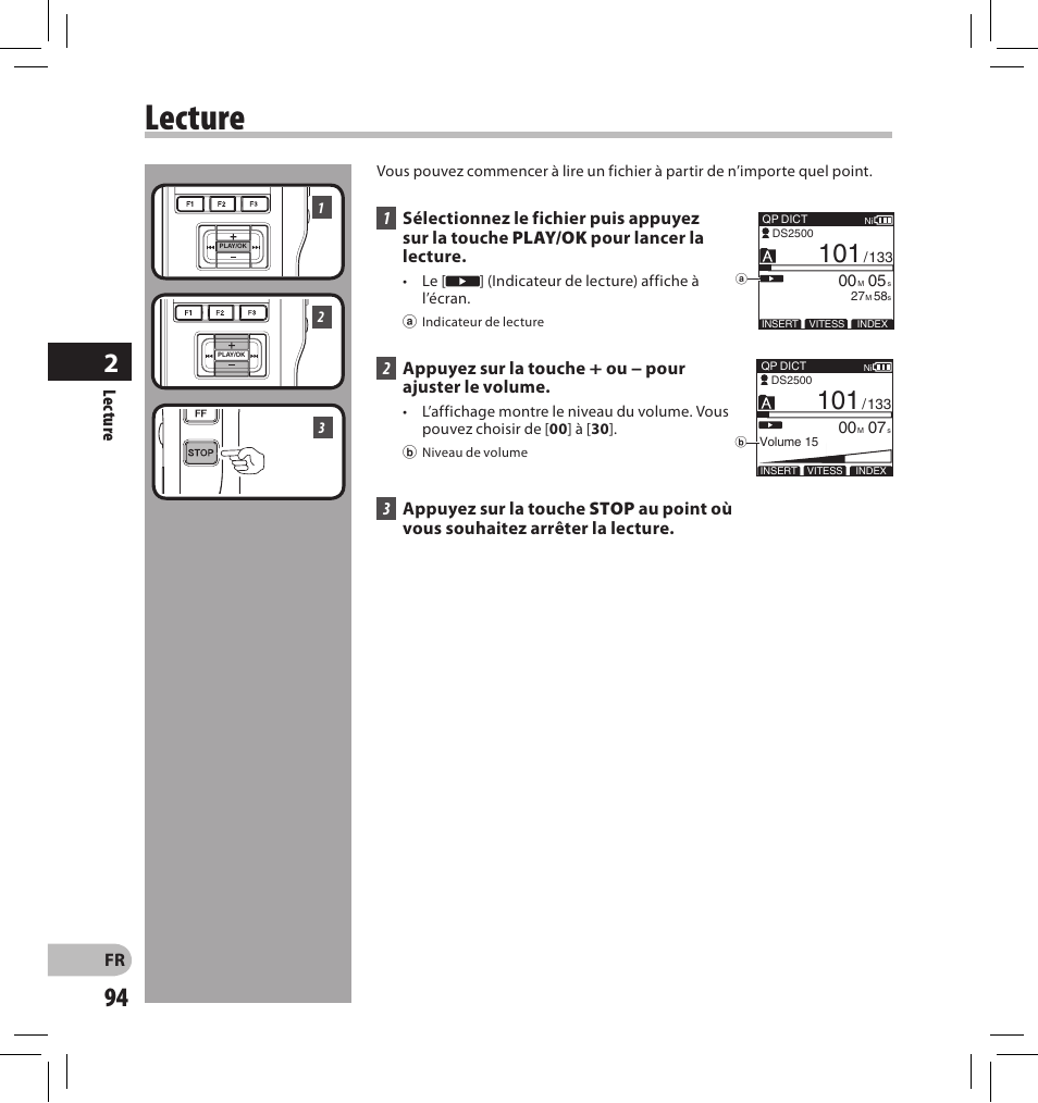 Lecture | Olympus DS-2500 User Manual | Page 94 / 196