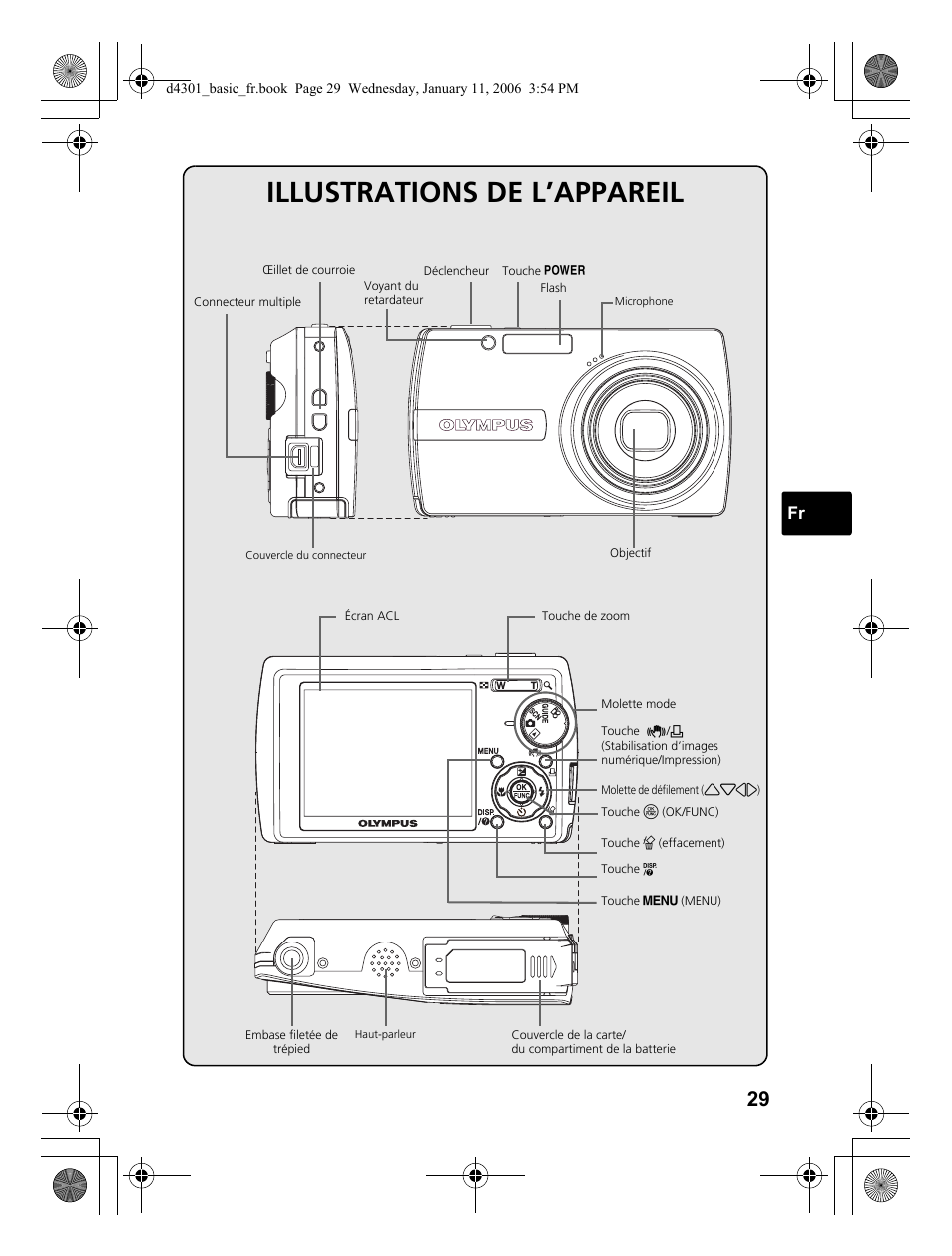 Illustrations de l’appareil | Olympus Stylus 810 User Manual | Page 29 / 84