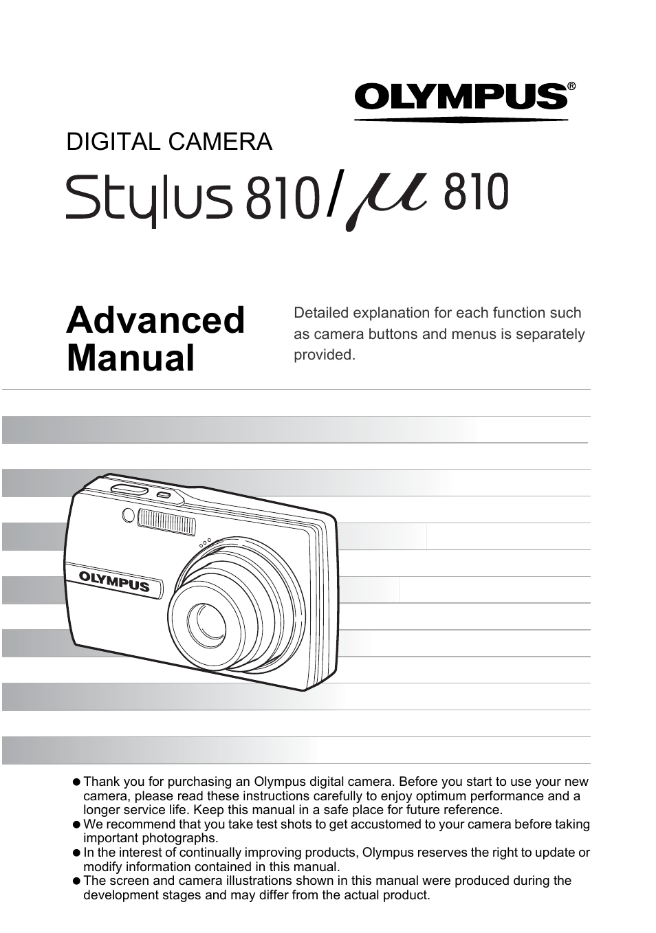 Olympus Stylus 810 User Manual | 88 pages