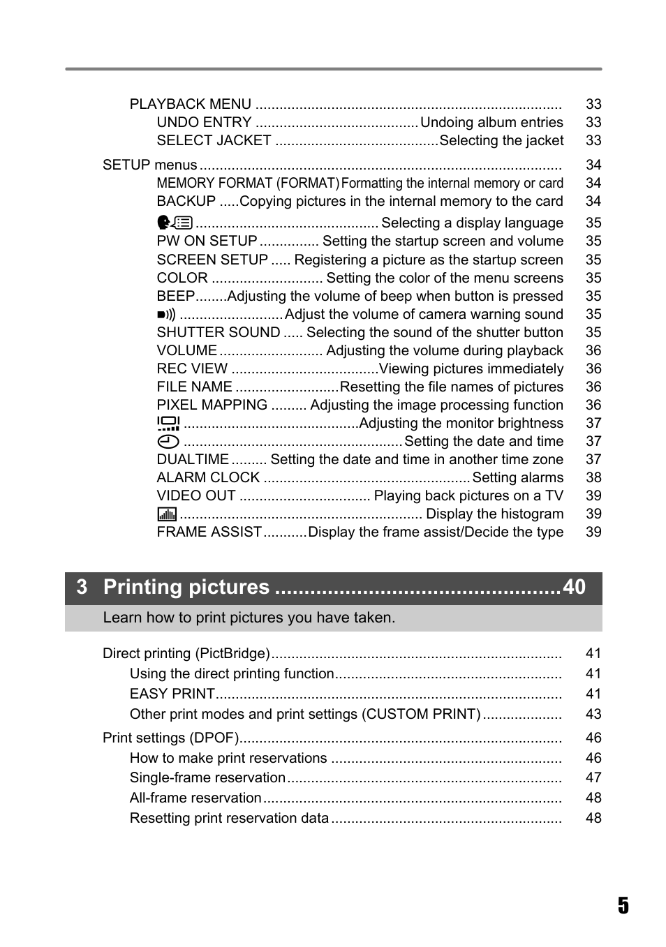 3 printing pictures | Olympus Stylus 810 User Manual | Page 5 / 88