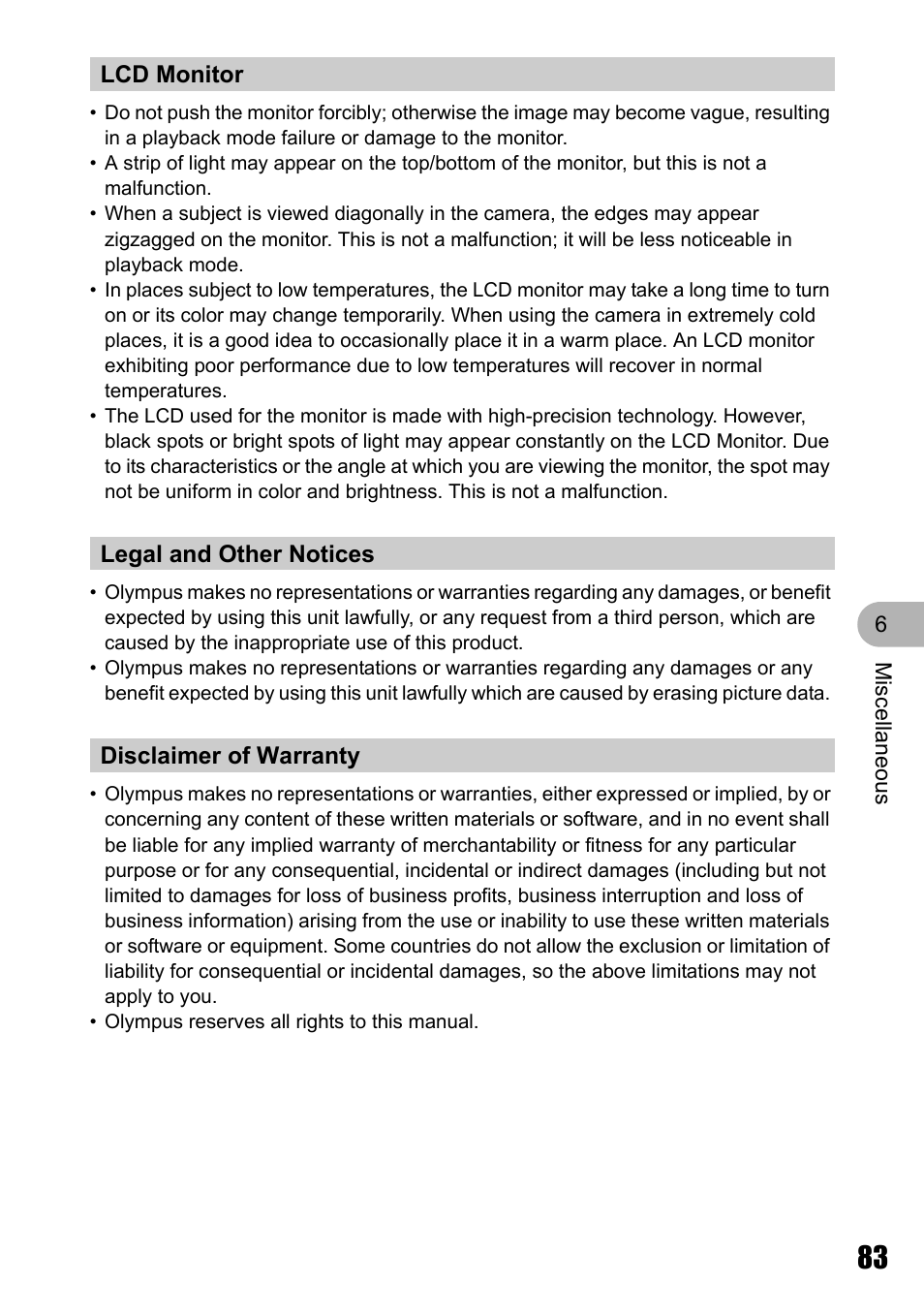 Olympus Stylus 810 User Manual | Page 83 / 88
