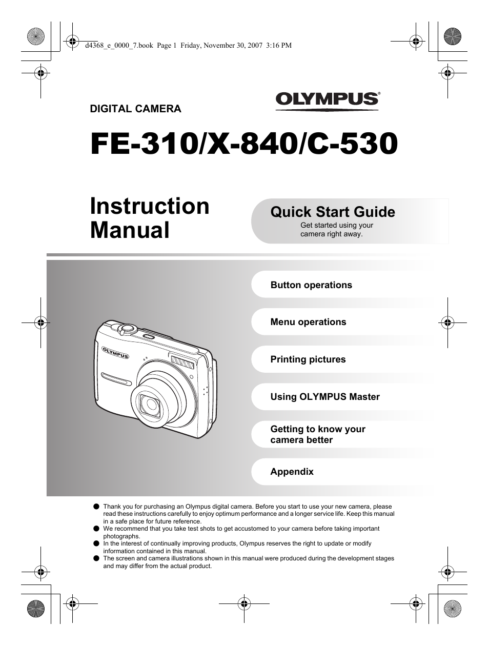 Olympus FE-310 User Manual | 68 pages