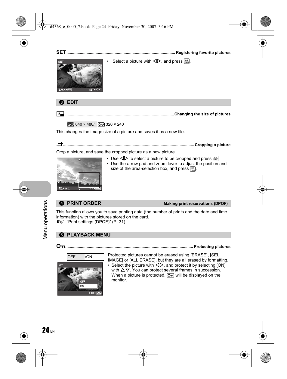 Menu operations | Olympus FE-310 User Manual | Page 24 / 68