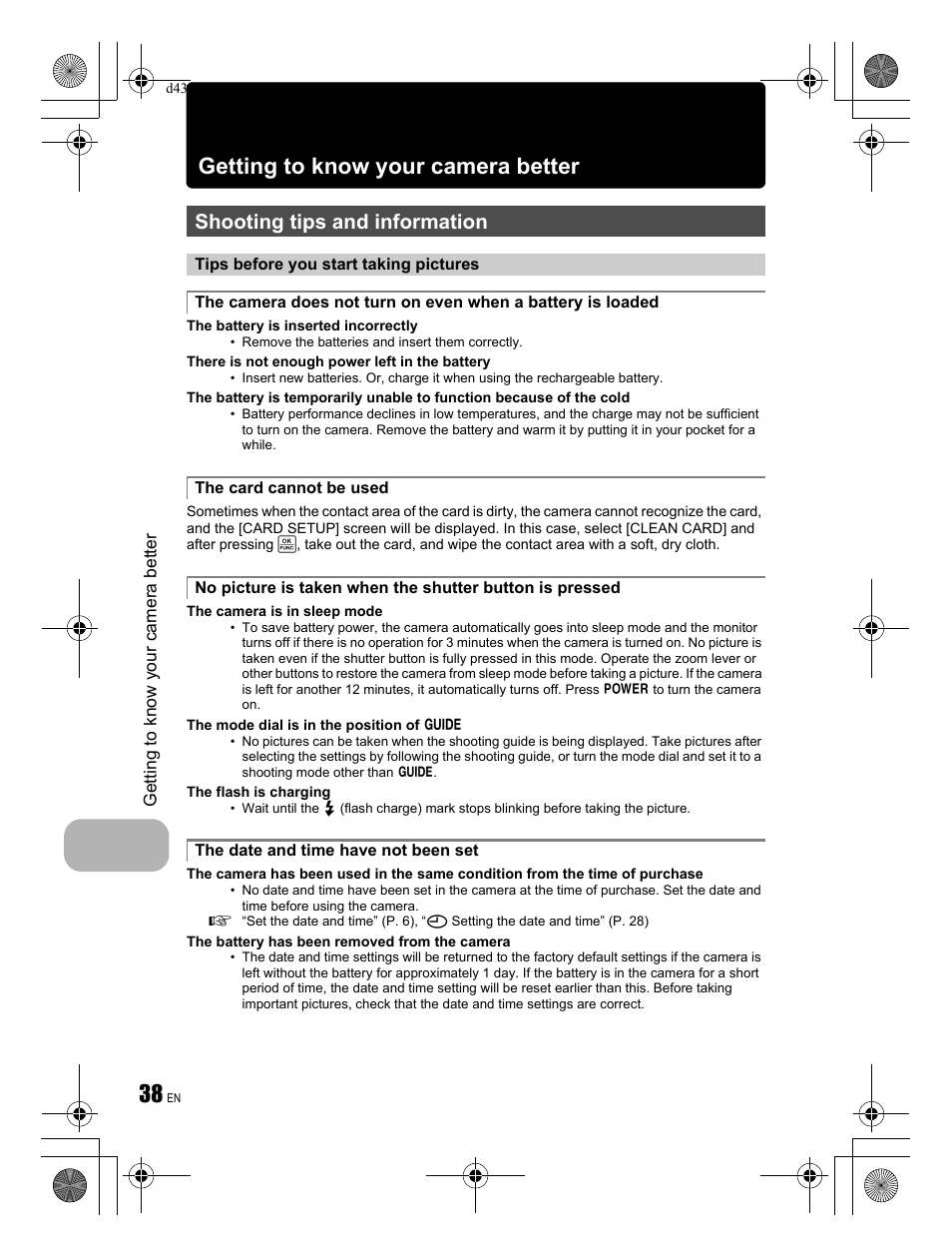 Getting to know your camera better, Shooting tips and information | Olympus FE-310 User Manual | Page 38 / 68