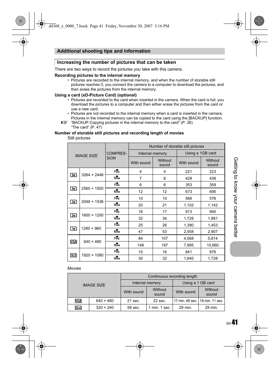 Getting to know your camera better | Olympus FE-310 User Manual | Page 41 / 68