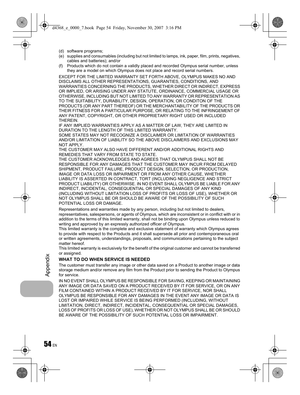 Olympus FE-310 User Manual | Page 54 / 68