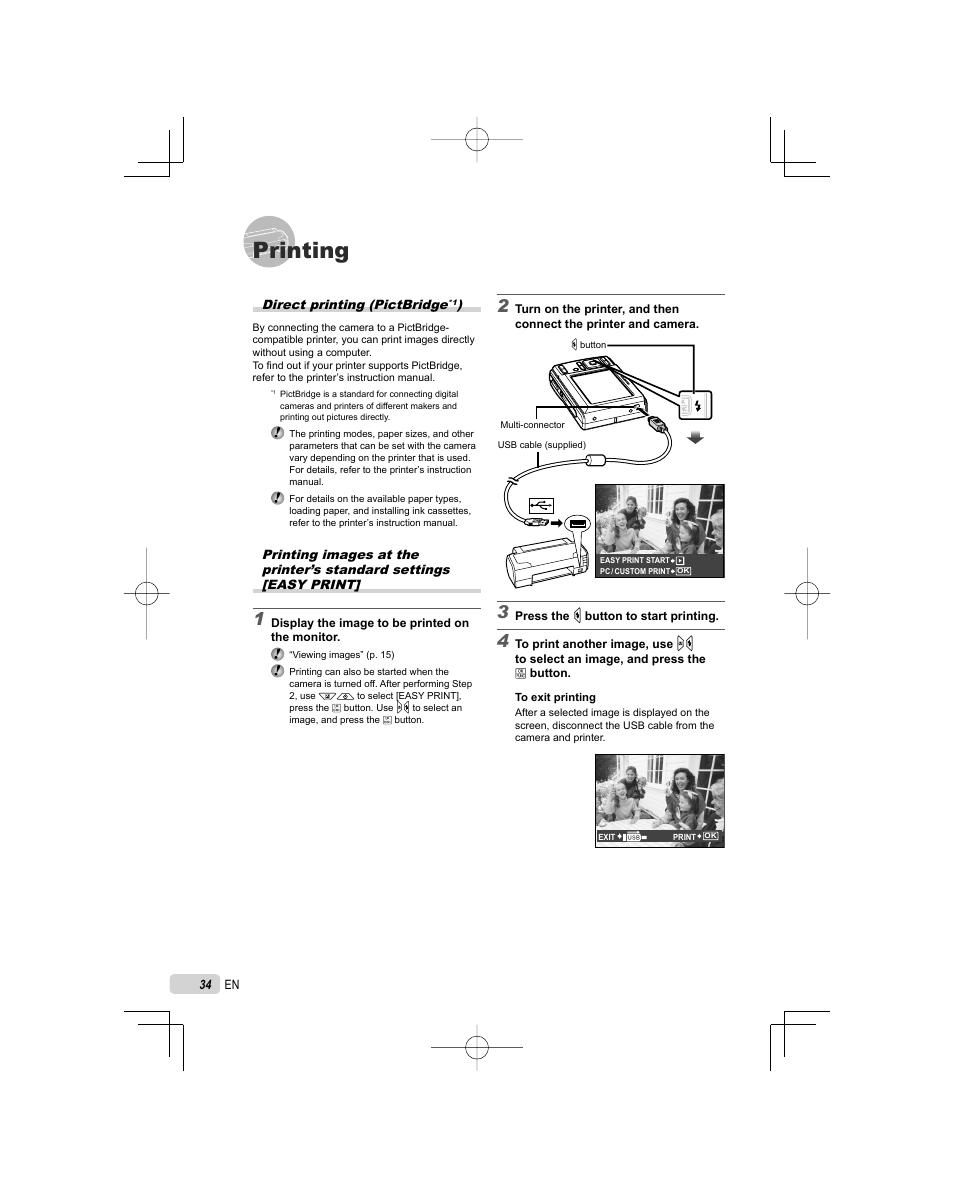 Printing | Olympus FE-45 User Manual | Page 34 / 62