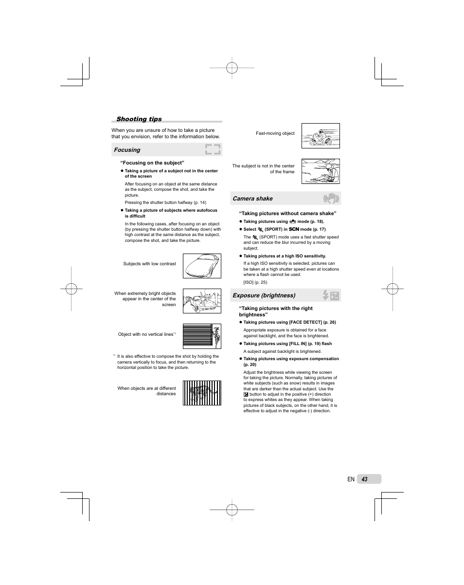 Shooting tips | Olympus FE-45 User Manual | Page 43 / 62