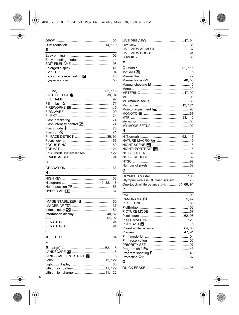Olympus E-520 User Manual | Page 146 / 148