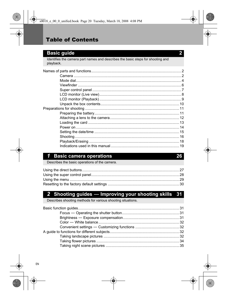 Olympus E-520 User Manual | Page 20 / 148