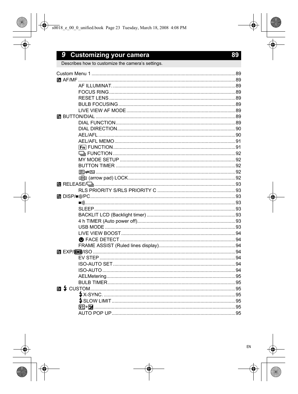 Customizing your camera 89 | Olympus E-520 User Manual | Page 23 / 148