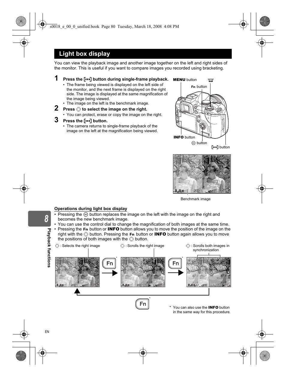 Light box display | Olympus E-520 User Manual | Page 80 / 148
