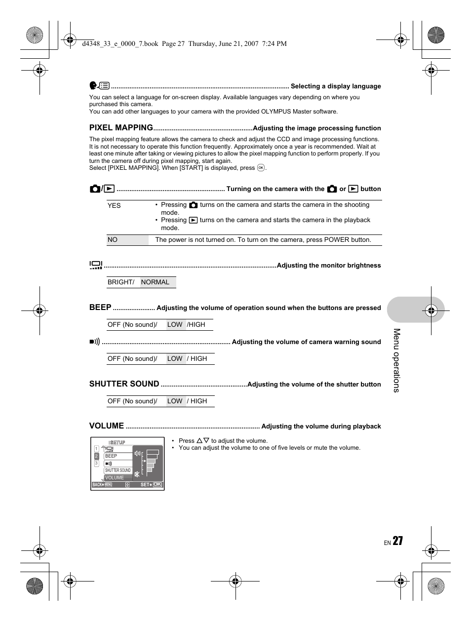 Menu operations | Olympus FE-280 User Manual | Page 27 / 68