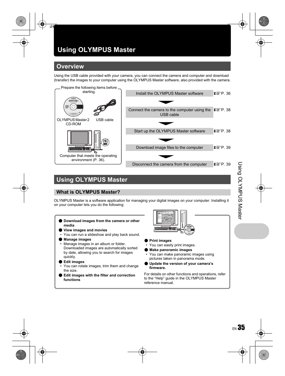 Overview, Using olympus master | Olympus FE-280 User Manual | Page 35 / 68