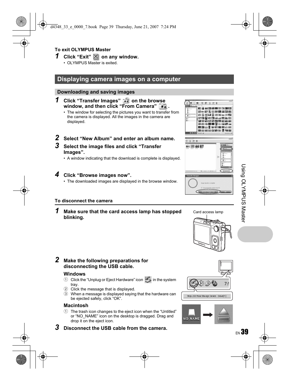 Displaying camera images on a computer | Olympus FE-280 User Manual | Page 39 / 68
