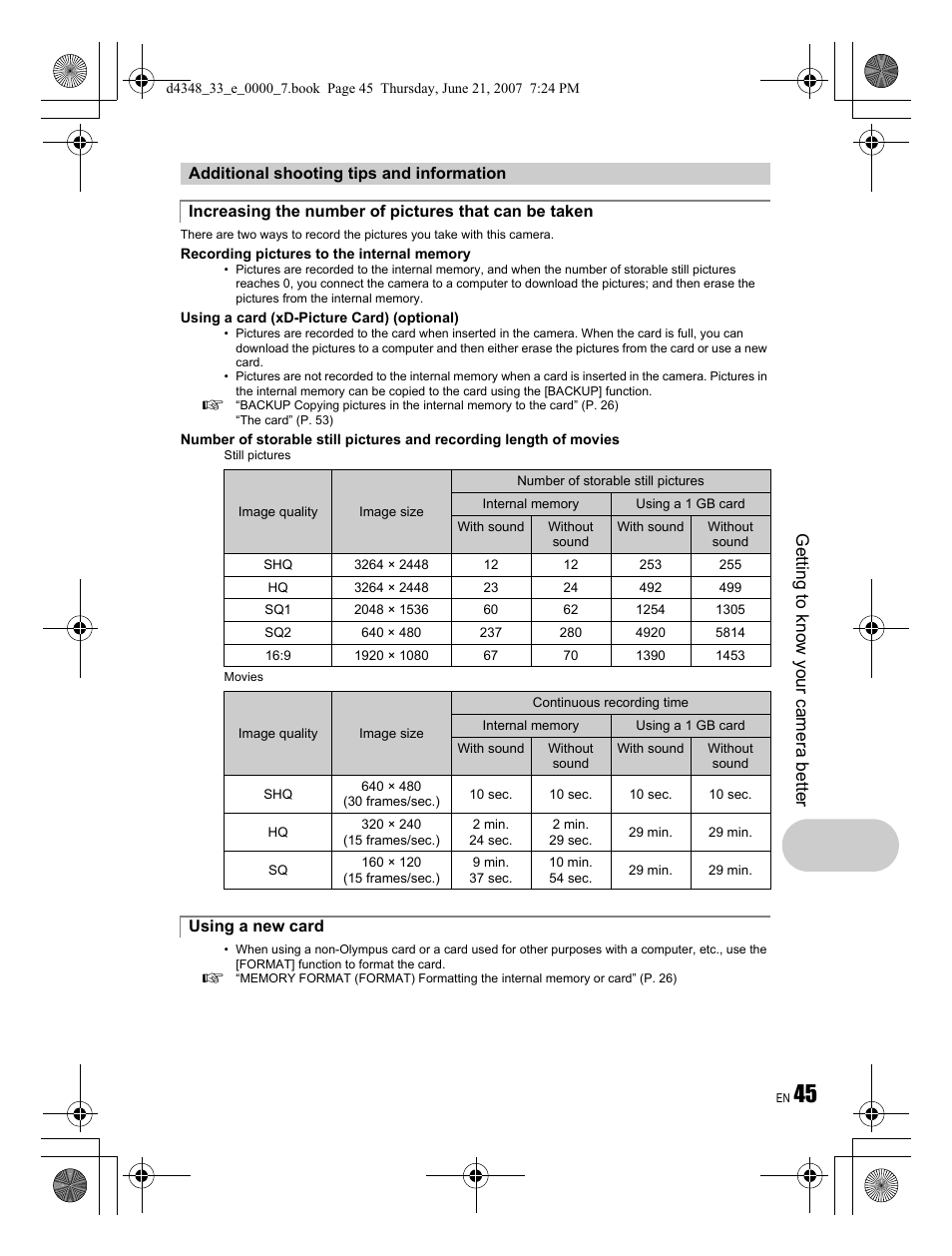 Getting to know your camera better | Olympus FE-280 User Manual | Page 45 / 68